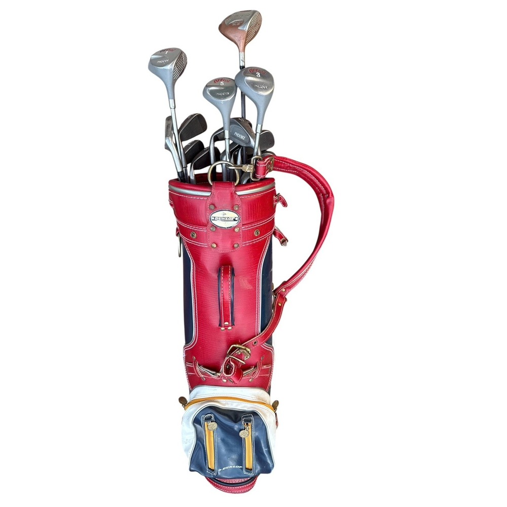 Vintage Dunlop 3-way Golf Bag 16 Golf Club Red White blue multiple storage areas